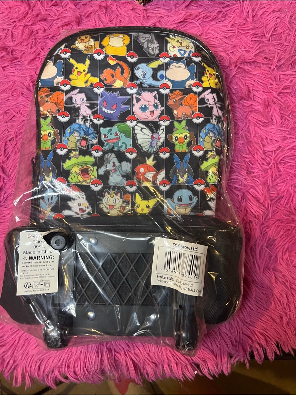 Pokemon Black Rolling Backpack with Multicolor Character Print